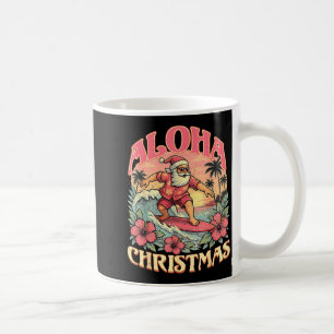 Aloha Christmas Santa Claus Surfing Hawaiian Mele  Coffee Mug