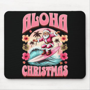 Aloha Christmas Santa Claus Surfing Hawaiian Mele Mouse Pad