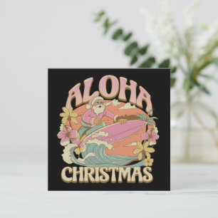 Aloha Christmas Surfing Santa Hawaiian Kalikimaka Holiday Card