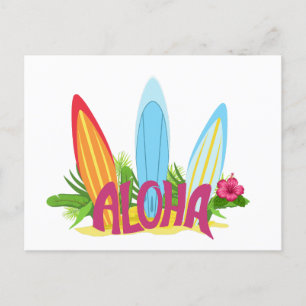 Aloha Cool Surfing Boars on the Beach  Postcard