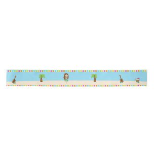 Aloha Cute Brown Hair Girl Satin Ribbon