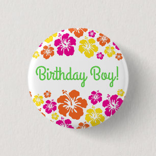Aloha Cute Hawaiian 1st Birthday Party Theme 3 Cm Round Badge