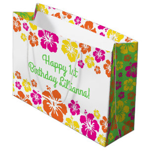 Aloha Cute Hawaiian 1st Birthday Party Theme Large Gift Bag