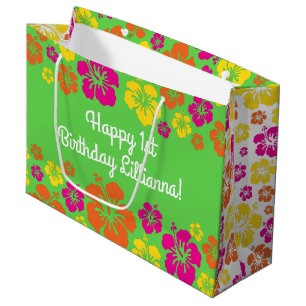Aloha Cute Hawaiian 1st Birthday Party Theme Large Gift Bag