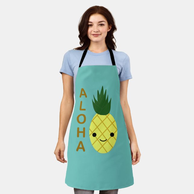Aloha Cute Kawaii Pineapple Apron (Worn)