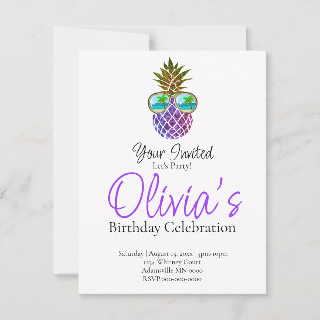 Aloha cute Pineapple Birthday Party  Invitation (Front)