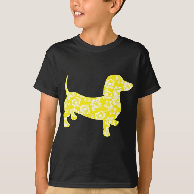 Aloha Dachshund Yellow T-Shirt (Front)
