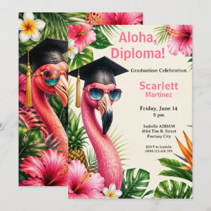 Aloha Diploma Tropical Graduation Pool Party  Invitation