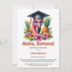 Aloha Diploma Tropical Graduation Pool Party  Invitation