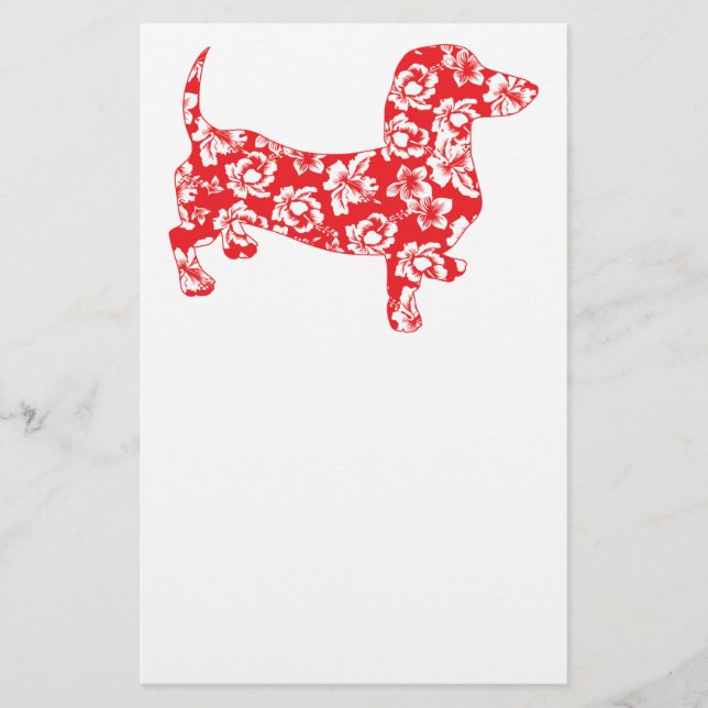 Aloha Doxie Dachshund Stationery (Front)