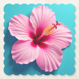 Aloha Elegance: Tropical Hawaiian Hibiscus Flower Paper Coaster