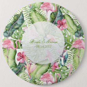 Aloha Flamingo Tropical Beach Wedding 6 Cm Round Badge