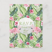 Aloha Flamingo Tropical Beach Wedding RSVP
