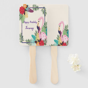 Aloha Flamingo Tropical Hand Fan