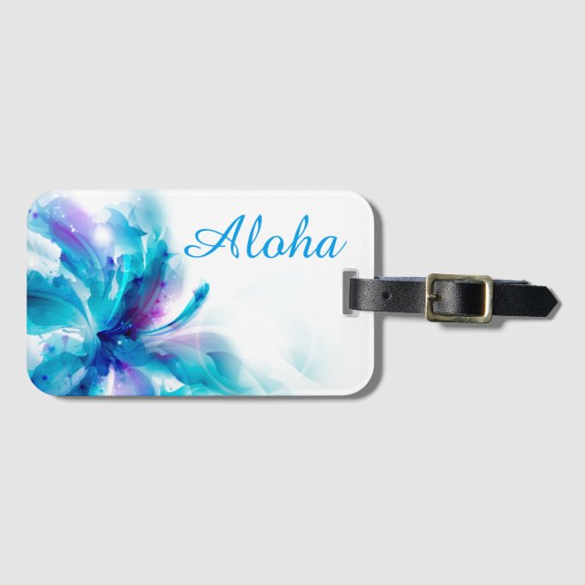 Aloha Floral Luggage Tag (Front Horizontal)