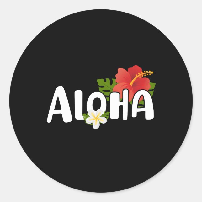 Aloha Flower Hawaiian Print Aloha Hawaii Classic Round Sticker (Front)