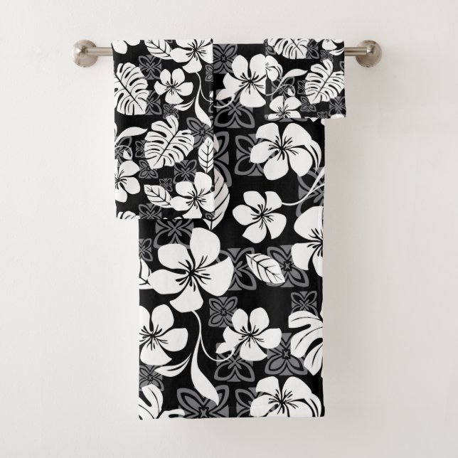 ALOHA FRIDAY (BLACK) BATH TOWEL SET (Insitu)