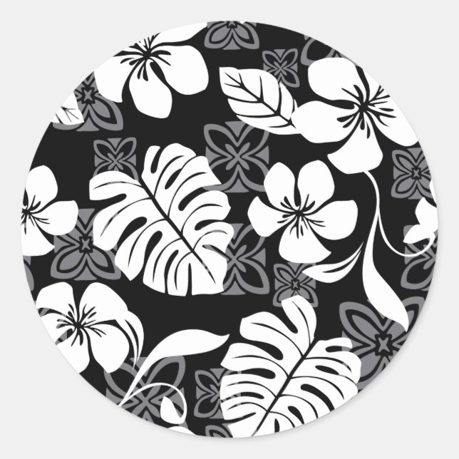ALOHA FRIDAY (BLACK) CLASSIC ROUND STICKER (Front)