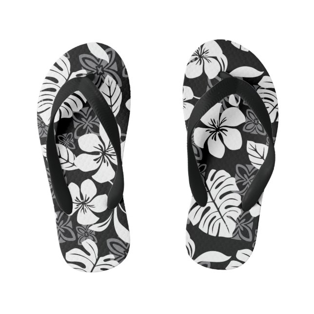 ALOHA FRIDAY (BLACK & GRAY) KID'S JANDALS (Footbed)