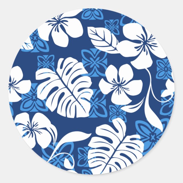 ALOHA FRIDAY (BLUE) CLASSIC ROUND STICKER (Front)