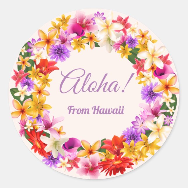 Aloha! From Hawaii Classic Round Sticker (Front)