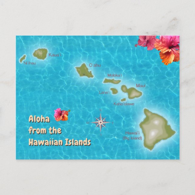 Aloha from the Hawaiian Islands Postcard (Front)