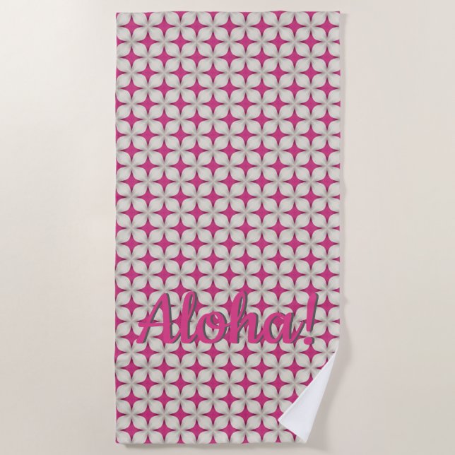 Aloha Girly Pink Beach Vibes Towel (Front)