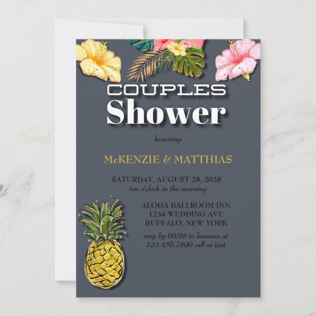 Aloha Glitter Couples Shower Invitation (Front)