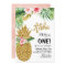 Aloha Gold Pineapple First Birthday Invitation