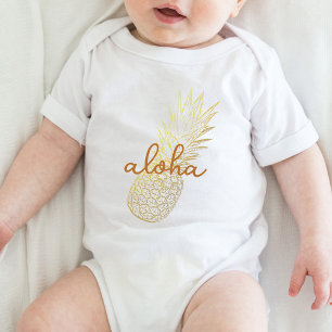 Aloha Gold Pineapple Holiday   Baby Bodysuit