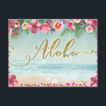 ALOHA Gold Tropical Beach Hibiscus Save the Date Announcement Postcard<br><div class="desc">Customise with any text.</div>