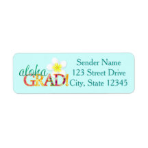Aloha Grad! Hawaiian Luau Graduation address label