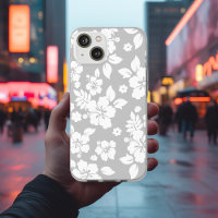 Aloha Grey Classic Hawaiian Hibiscus Print