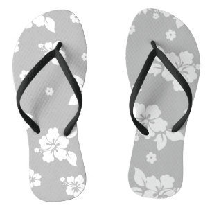 Aloha Grey Classic Hawaiian Seamless Pattern Jandals