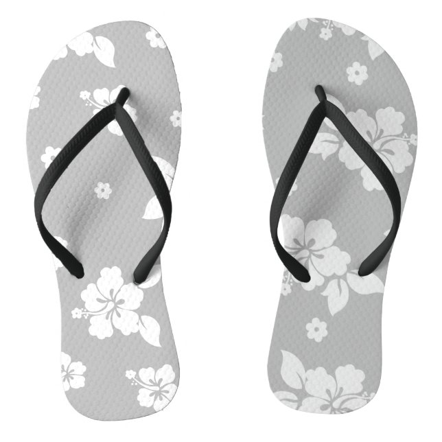 Aloha Grey Classic Hawaiian Seamless Pattern Jandals (Footbed)