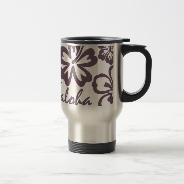 Aloha grey hibiscus travel mug (Right)