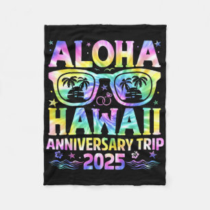 Aloha Hawaii Anniversary Trip 2025 Couple Matching Fleece Blanket