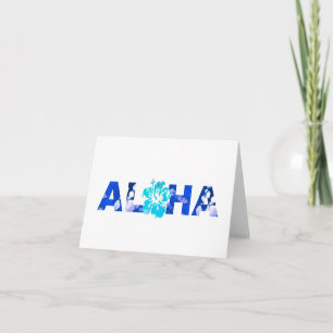 Aloha Hawaii Batik Hibiscus Tropical Island Blues Thank You Card