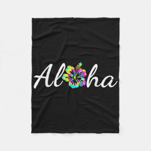 Aloha Hawaii Beach Hawaiian Island Tie Dye Surfboa Fleece Blanket