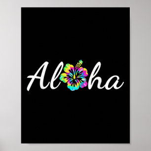 Aloha Hawaii Beach Hawaiian Island Tie Dye Surfboa Poster