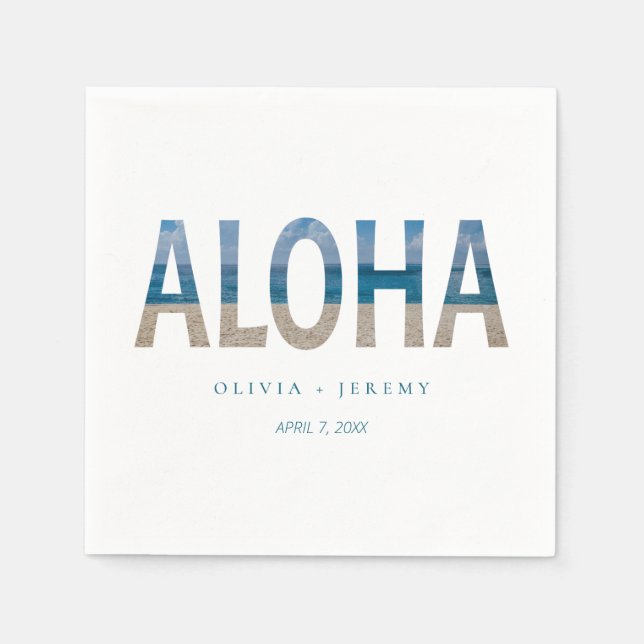 Aloha Hawaii Beach Photo Destination Wedding Napkin (Front)
