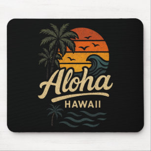 Aloha Hawaii Beach Summer Surfing 70s Retro Mouse Pad