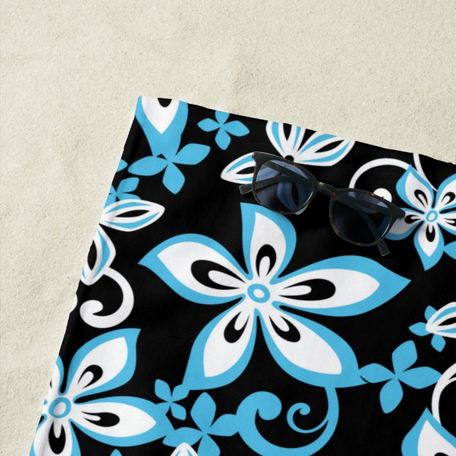 ALOHA HAWAII (BLACK/BLUE) BEACH TOWEL (In Situ)