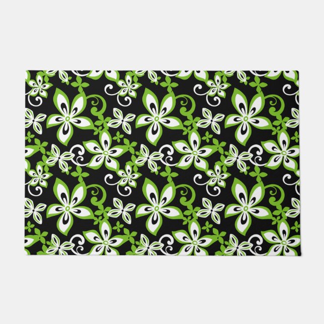 ALOHA HAWAII (BLACK/LIME) DOORMAT (Front)