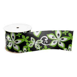 ALOHA HAWAII (BLACK/LIME) SATIN RIBBON