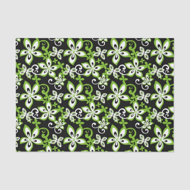 ALOHA HAWAII (BLACK/LIME) TISSUE PAPER (Front)
