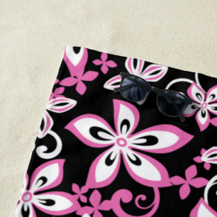 ALOHA HAWAII (BLACK/PINK) BEACH TOWEL