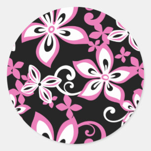ALOHA HAWAII (BLACK/PINK) CLASSIC ROUND STICKER