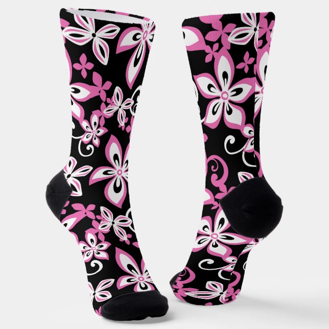 ALOHA HAWAII (BLACK/PINK) SOCKS (Angled)