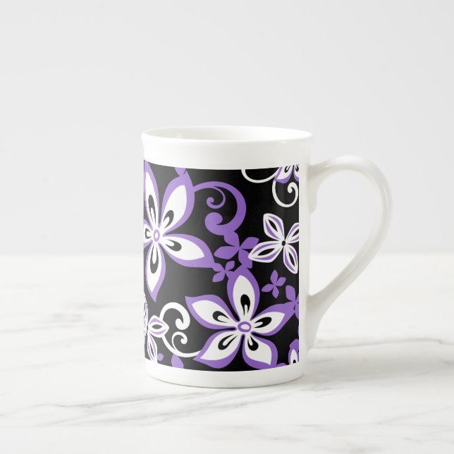 ALOHA HAWAII (BLACK/PURPLE) BONE CHINA MUG (Right)